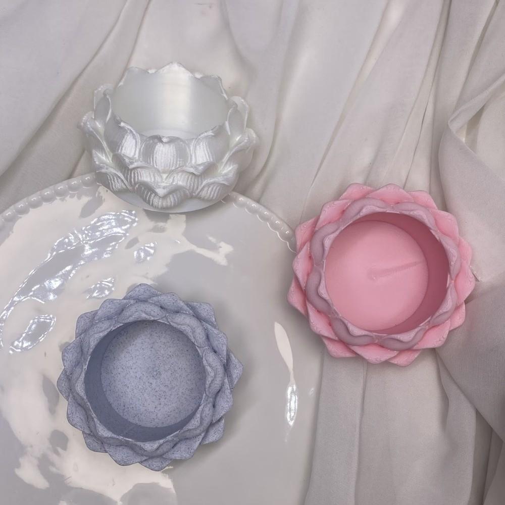 Lotus Shaped Succulent Plant Pot 3D Printed Flower Vase Growing Pots Plastic with Drainage Hole Jewelry Storage Box
