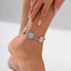 Salircon Vintage Sun Flower People Face Anklet Women Gold Color Elastic Foot Chain Summer Beach Party Female Jewelry