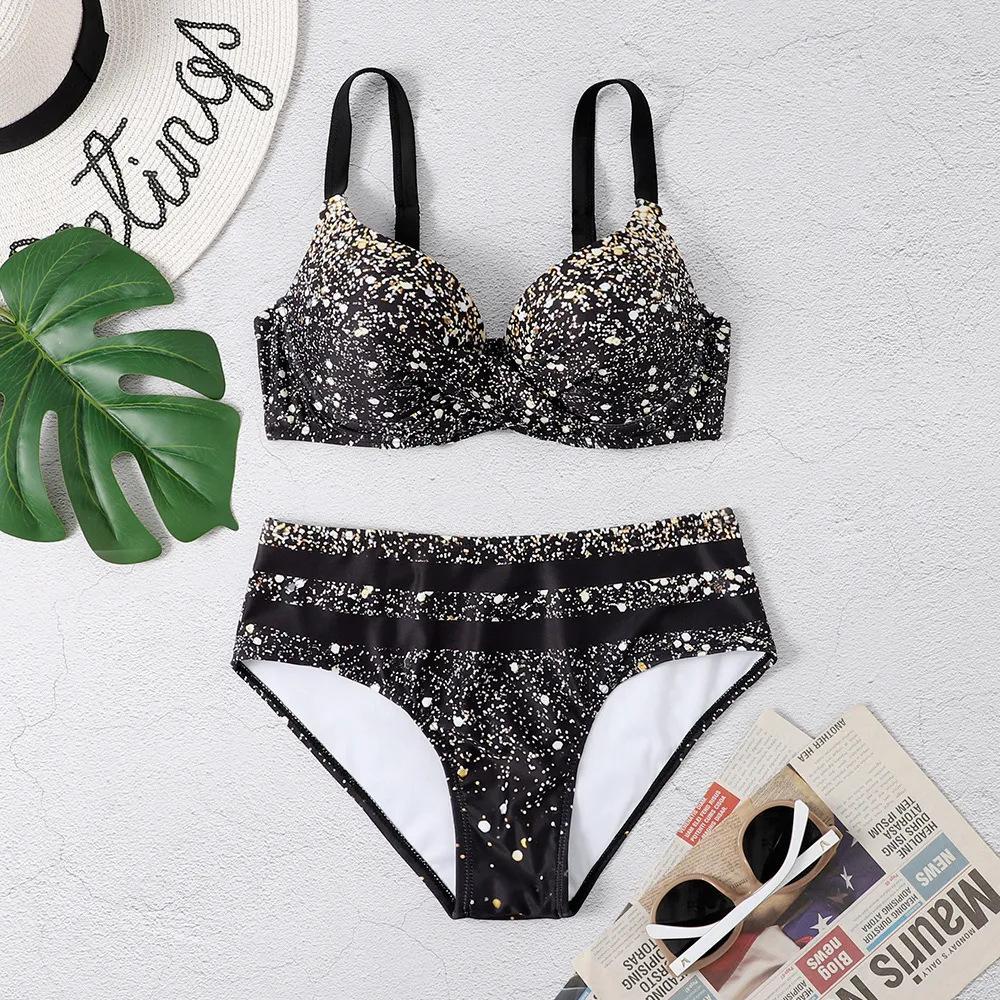 Damen High Waist Bikini Set Verstellbarer Träger Zweiteiliger Badeanzug
