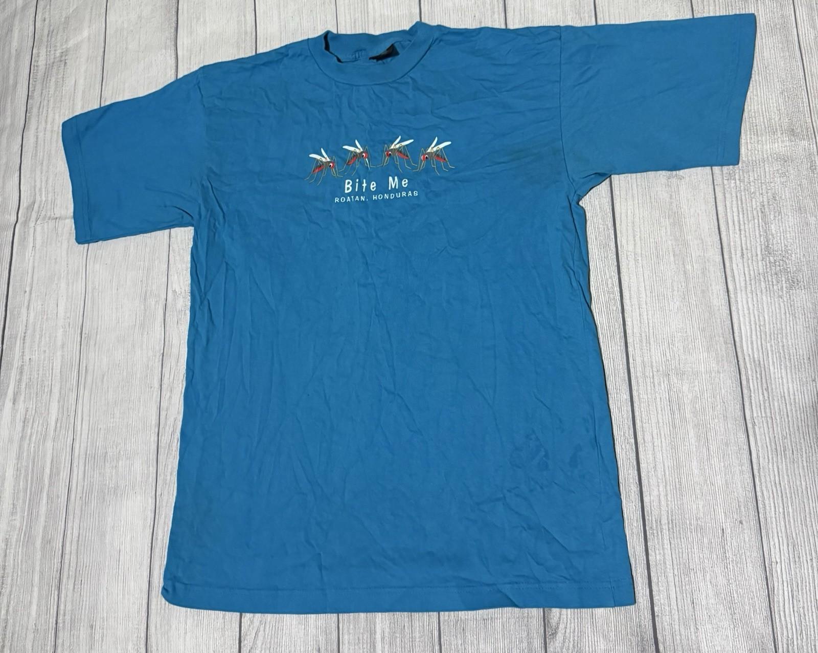 Vintage Roatan Honduras Bite Me Mosquitoes Graphic T Shirt Size XL Toucan Defect XXXL