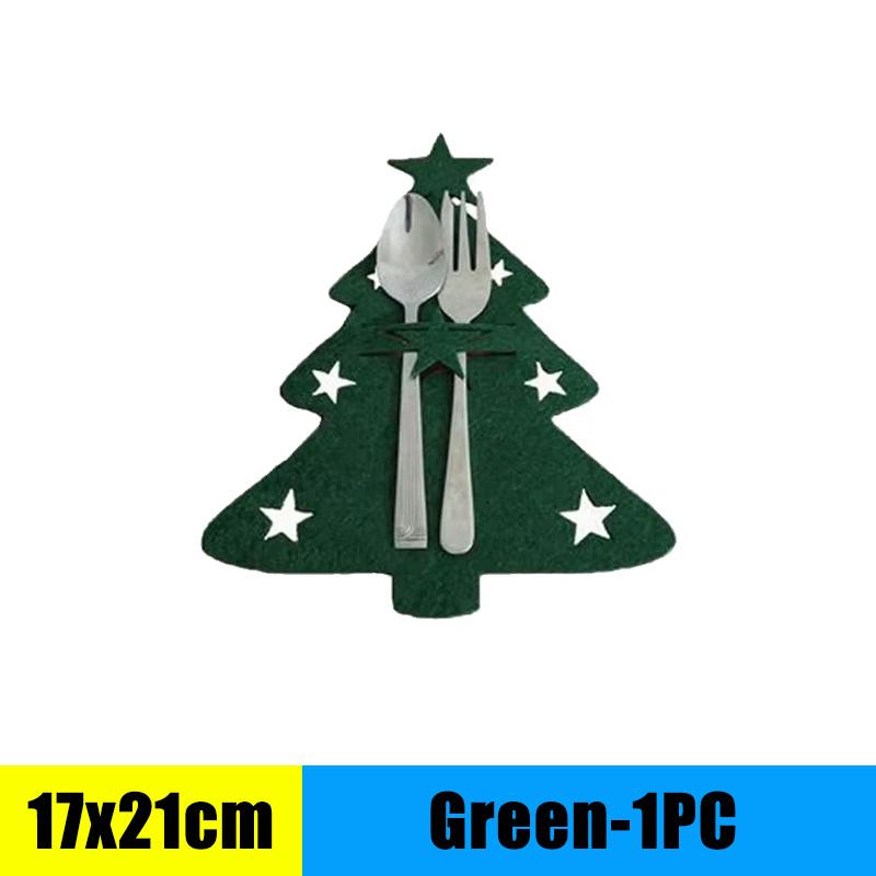 Christmas Cutlery Holder Knife and Fork Pocket Bag Cutlery Cover Star Tree Elk New Year Christmas Party Dinner Table Decoration
