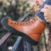 Buty Męskie Moda Buty Motocyklowe Wodoodporne Skórzane Buty Wiosenne Sznurowane Buty na Platformie Nowe Buty Wysokie dla Mężczyzn Botas Hombre