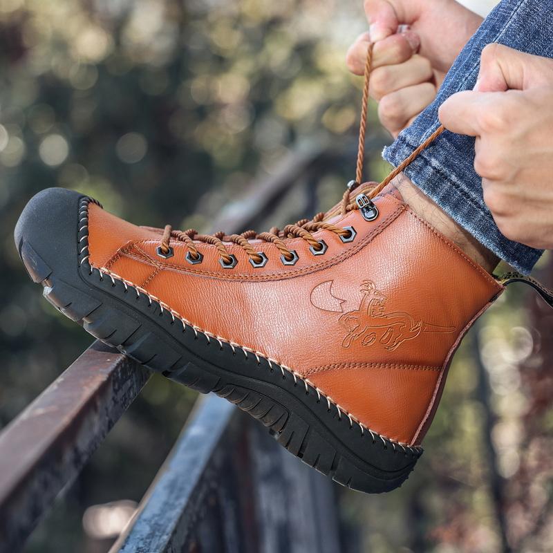 Buty Męskie Moda Buty Motocyklowe Wodoodporne Skórzane Buty Wiosenne Sznurowane Buty na Platformie Nowe Buty Wysokie dla Mężczyzn Botas Hombre