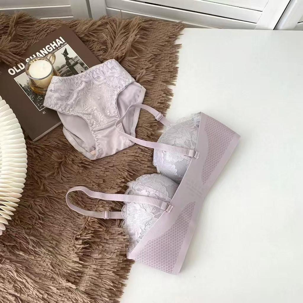 Women's Push-Up Lace Bra - Double Front Closure, Wireless, Adjustable, Side Support, Beautiful Back Design