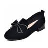 Round head flat shoes women's shoes spring new bow rhinestone black sheepskin women's shoes