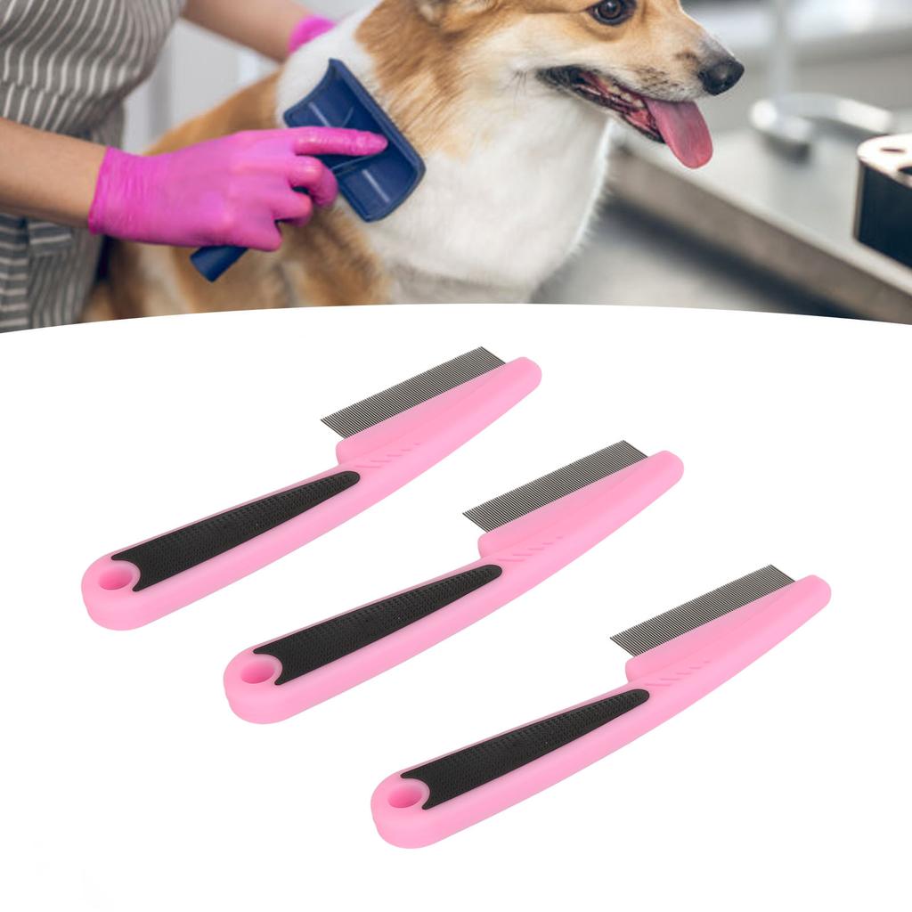 Professional Flea Face Comb Stainless Steel Remove Ergonomic Pet Grooming Flea Comb