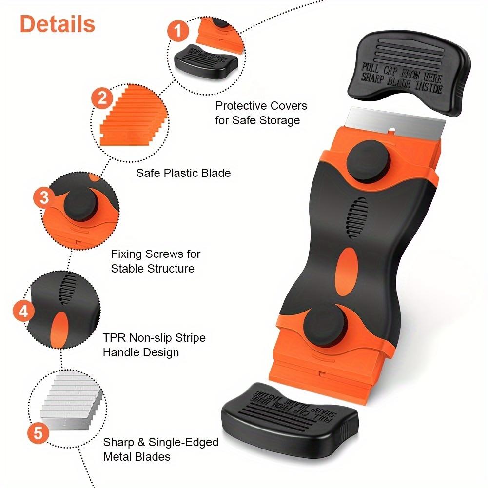 21pcs Razor Blade Scraper Double Edge Razor Scraper Remover Tool with Razor Blades for Labels Stickers Decals Removal Tint Vinyl