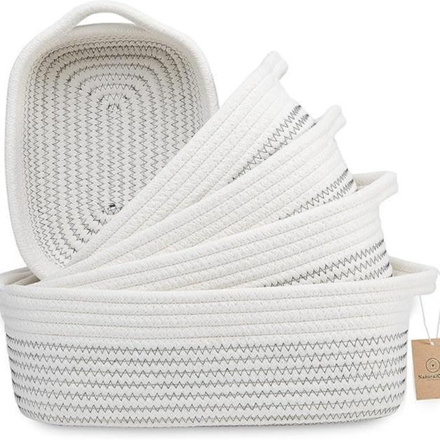 Cotton Rope Storage Basket With Multicolor Weave For Toy Organizers And Home Supplies
