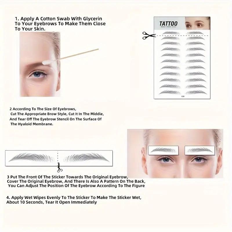 3D Semi-Permanent Waterproof Embroidered Eyebrow Tattoo Stickers for Beginners