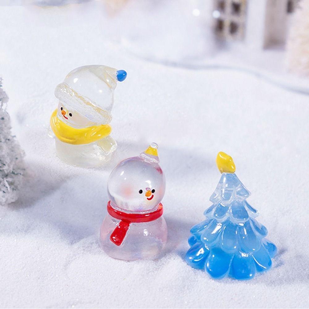 10pcs Cute Snowman Miniature Figurines Transparent Merry Christmas Decoration  Christmas Gift