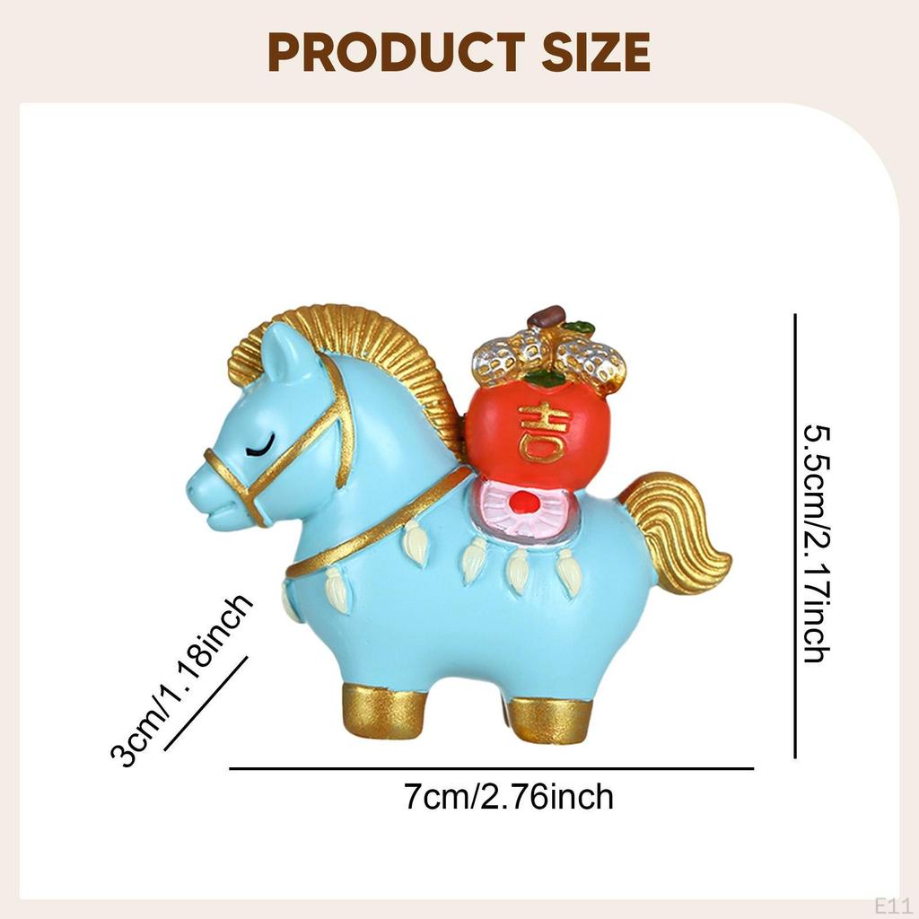 Horse Figurine Desktop Ornament Art Crafts Cartoon Resin Feng Shui Gift Animal Sculpture for Desk