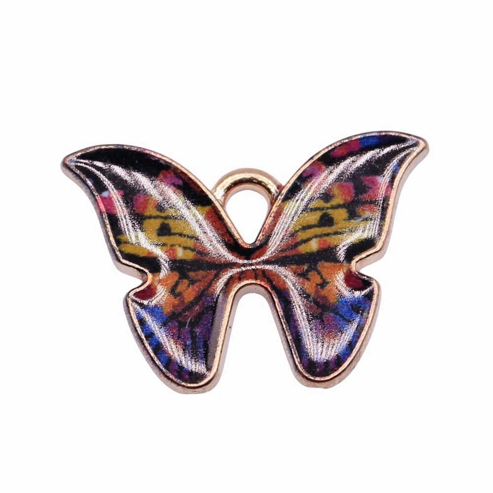 Enamel Charms Multi Color Butterfly Pendants For Floral Themed Jewelry