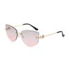 Cat Eye Metal Borderless Retro Men Women Sunglasses Fashion Trend Outdoor Sunscreen Sunshade Street Photography Glasses