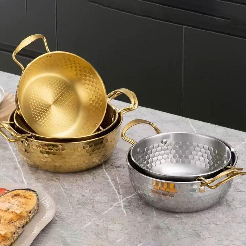 Durable Stainless Steel Korean Ramen Pot Thickened Small Cooking Sauce Bowl Multifunctional Noodle Bowl