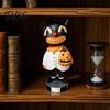Halloween Party Supplies Black Cat Figurines, Vintage Ornament with Pumpkin, Small Theme Room Decor Retro Resin Table Decoration for Shelf,