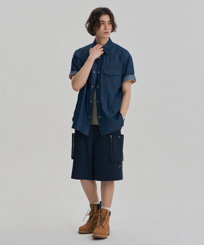 Jenyujeu Eyelets Bermuda Pants - Navy