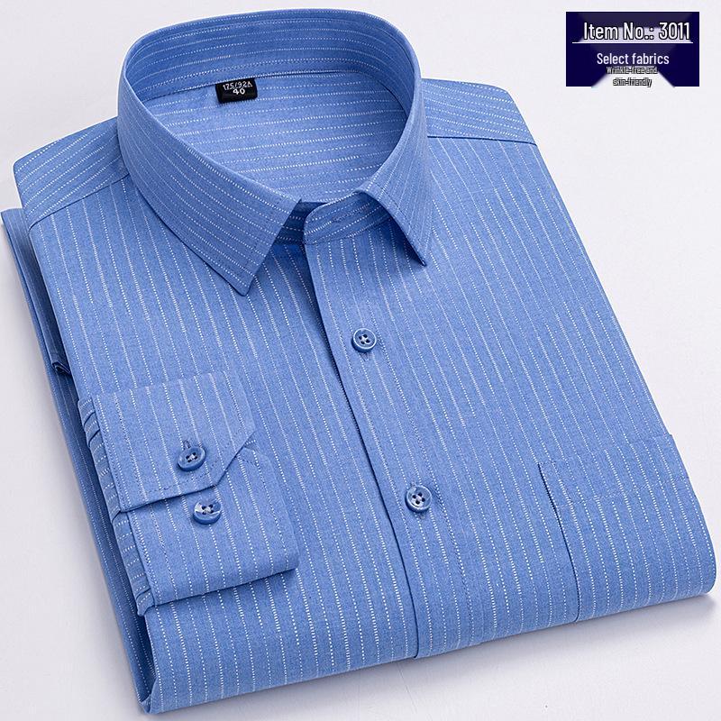 2025 Summer Men's Breathable Non-Iron Plaid Long Sleeve Shirt for Middle-Aged Dads