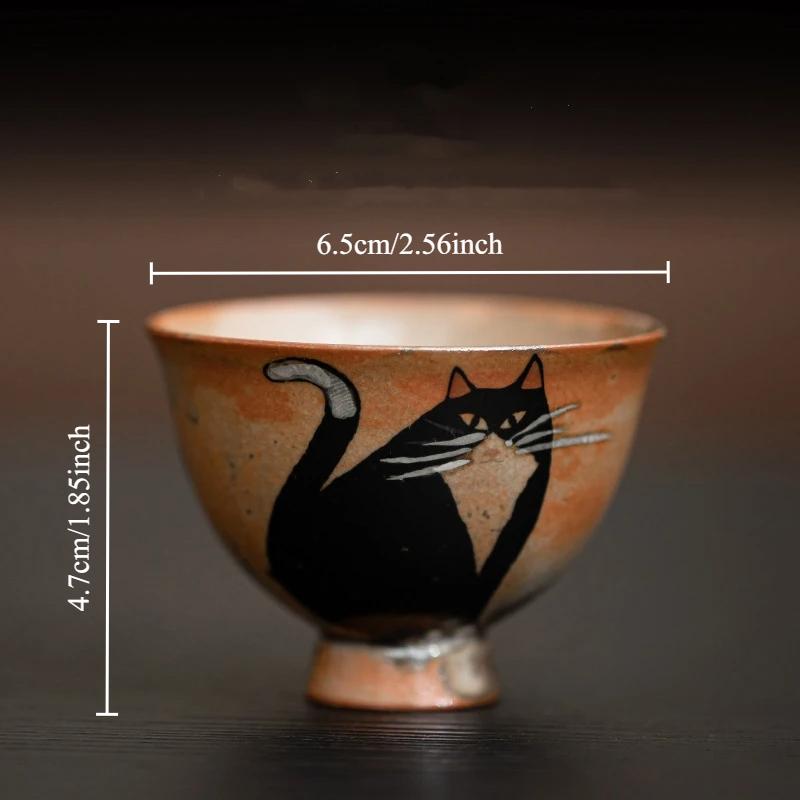 Handmade Japanese Vintage Ceramic Kiln Change Wild Cat Tea Cup Small Kung Fu Master Single Cup For Tea Ceremony Daily Use Lovers