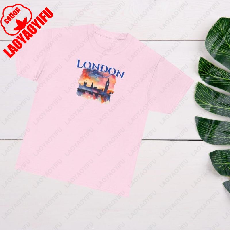 Funny London England TShirt London UK Travel Gift London United Kingdom Souvenir Unisex Women Cotton Shortsleeve Tees Breathable S