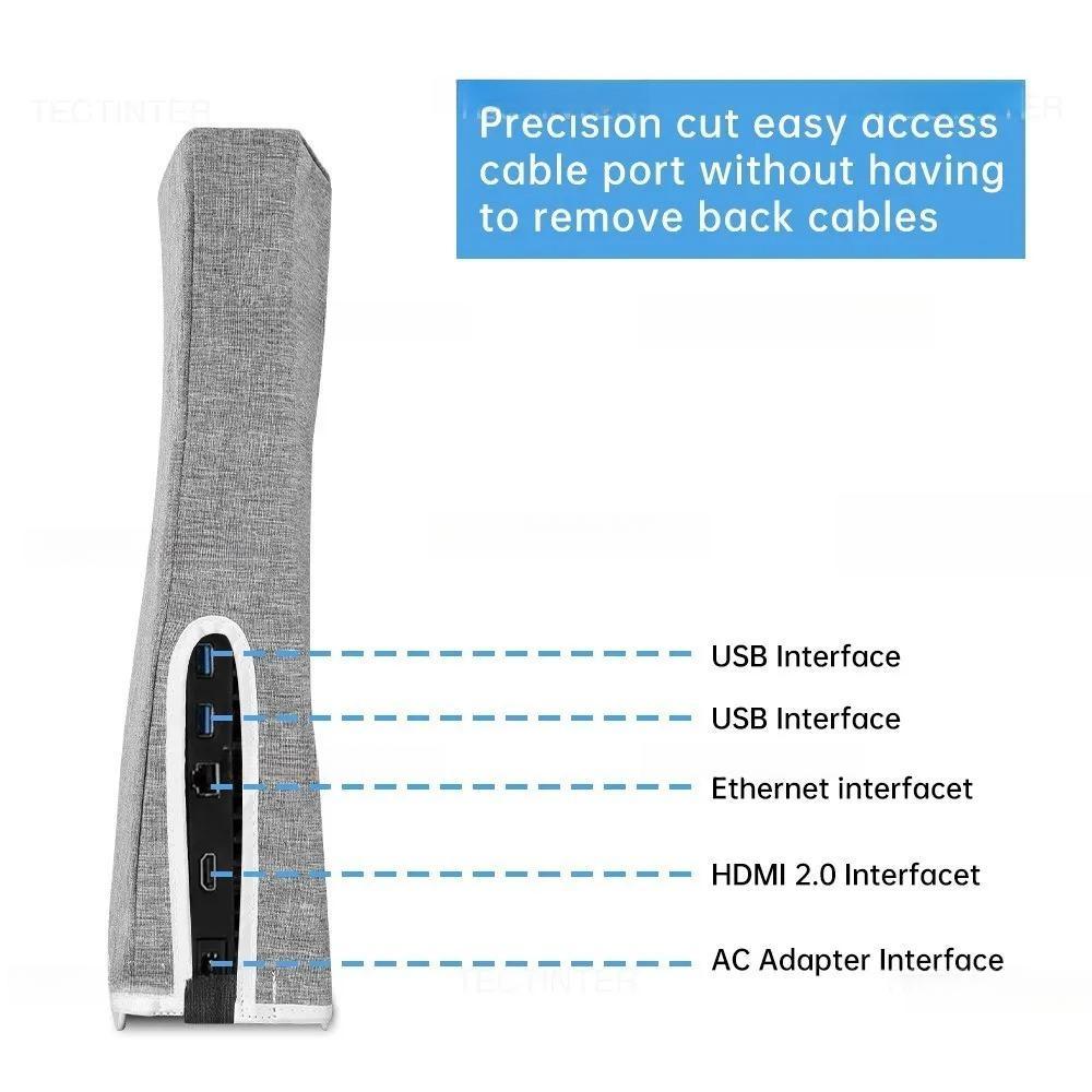 Capac de praf pentru consola PS5, capac de praf în mod vertical pentru consola PS5, pânză furnică, capac de praf pentru consolă de jocuri, rezistență la zgârieturi pentru accesorii PS5