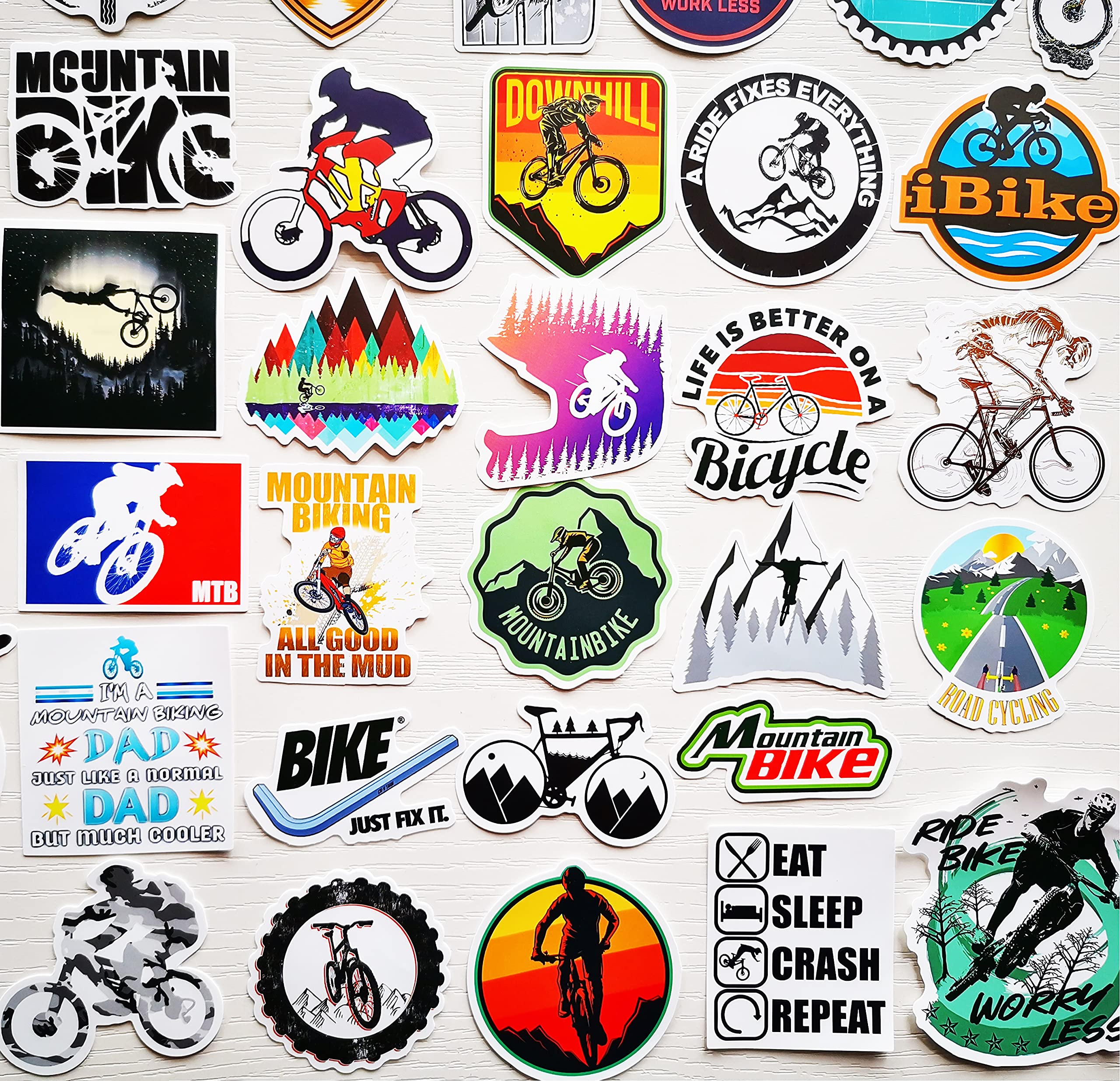 50 Pieces MTB Mountain Bike Stickers Bicycle Decals Road Bike