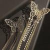 Trend Full Rhinestone Hollowed Out Butterfly Hair Clips Retro Pearl Tassel Ribbon Hair Claws Hairpins For Women Hair Accessories