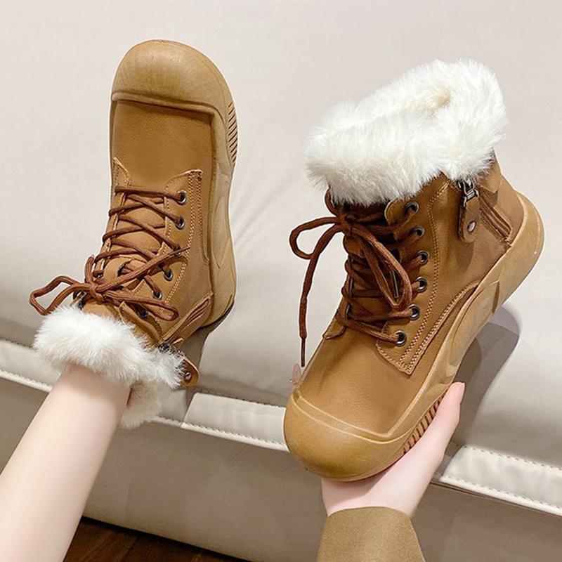 Fur Platform Women Ankle Boots Flats Fashion Casual Shoes Woman 2025 Trend Winter New Brand Sport Cozy Punk Botas Mujer Sneakers