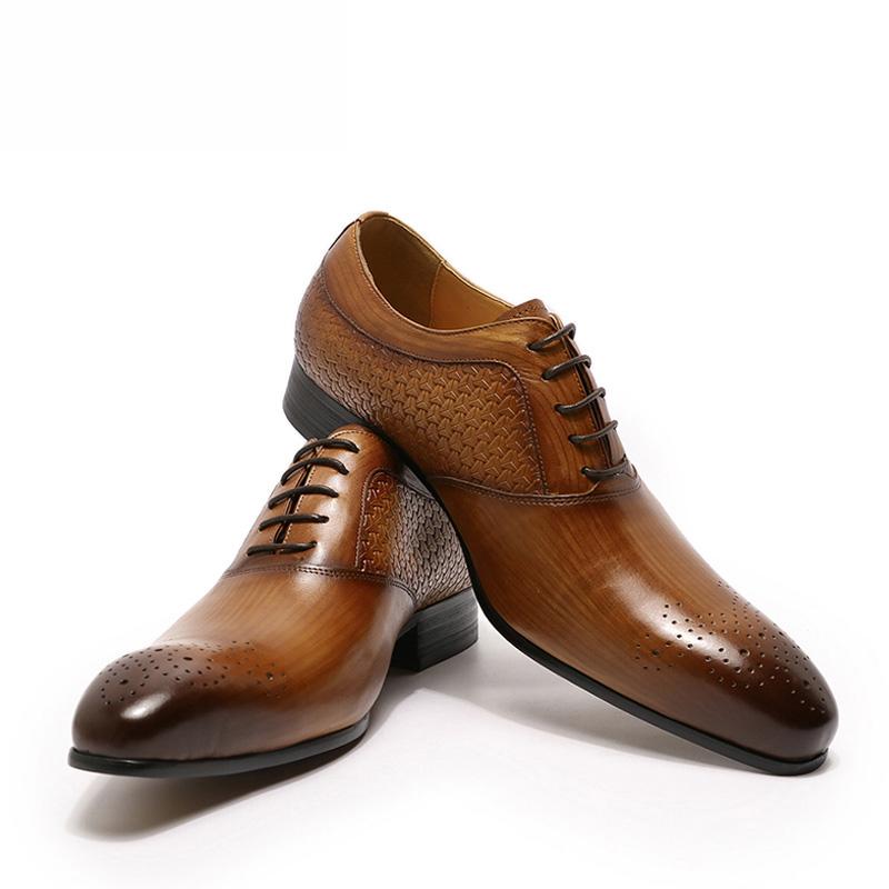Fashion Men's Genuine Leather Oxford Shoes Business Wedding Banquet Party Suit Italy Designer Fast Delivery New Style