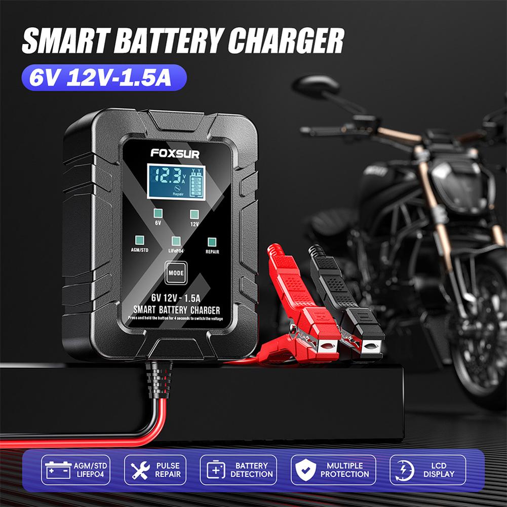 6V 12V 1.5A Smart Car Battery Maintainer Battery Trickle Charger Maintainer for RV Car Truck Motorcycle AGM Lead-Acid LiFePO4