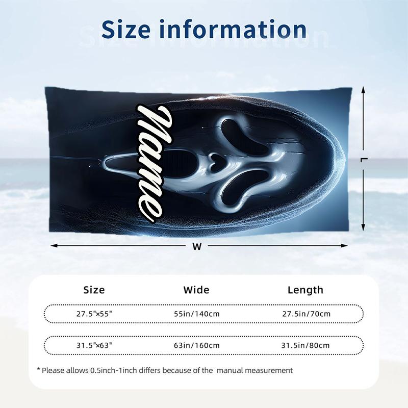 Horror Scream Custom Name Printed Beach Towel Personalized Soft Towel For Swimming Beach Travel