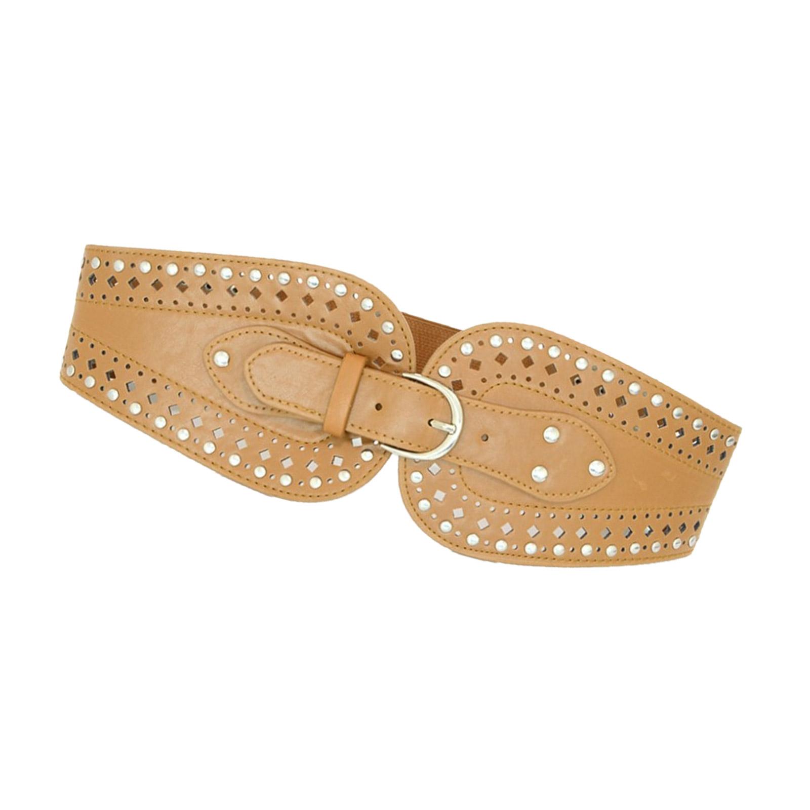 

Trendy Wide Waist Belt Rock Styles Rivets Waistband Adjustable Studded Belt Women Accessories