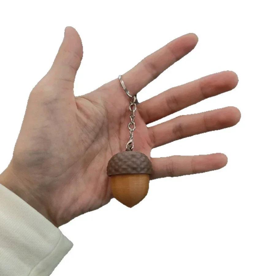 Acorn Pop Fidget Button Clicker Keychain Pendant Simulated Pinecone Silent Stress Relief Toy Portable KeyRing BackBag Decor Gift