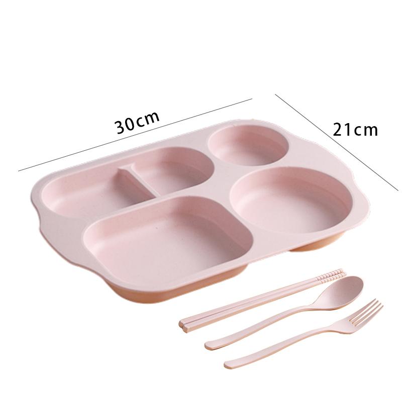 Wheat Straw Children Dividing Plate Household Solid Simple Plastic Students Dining Tableware Fashion Nordic New 12 Inch Dish