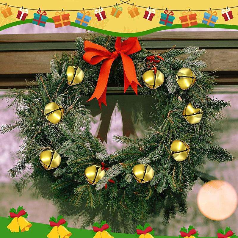 WTEMPO Christmas Bells with Ropes Large Bells for Making Handcrafts Holiday Party Supplies Christmas Tree Hanging Pendent Bells Festive Decorations