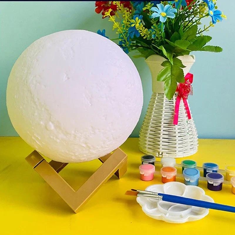 Lamp Moon LED Night Light Battery Powered With Stand Starry Lamp Bedroom Decor Night Lights Kids Gift Moon Lamp