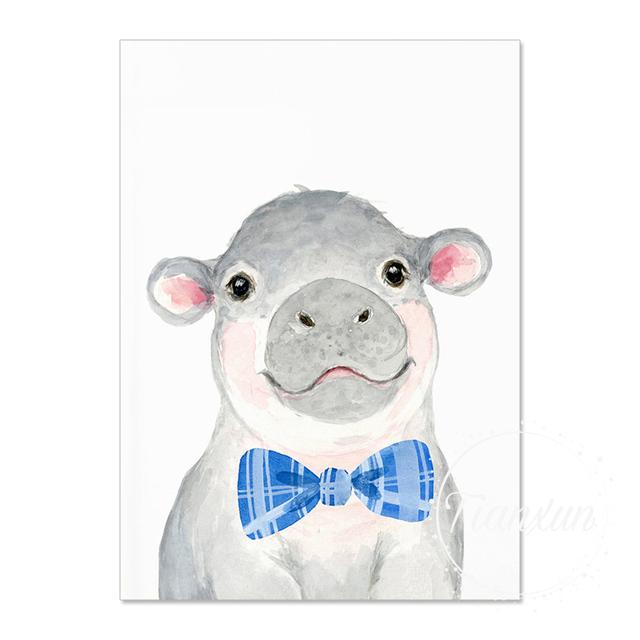 Blue Bow Tie lovely Animal Canvas Painting With Poaters And Prints Wall Art Tiger Picture For Boys Room On The Wall Room Decor No Frame