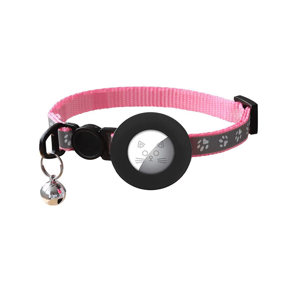 

For Airtag Protective Case Cat Collar with Adjustable Night Reflection Kitten Collar with Bell for Cats Dog Puppy Without Airtag розовый