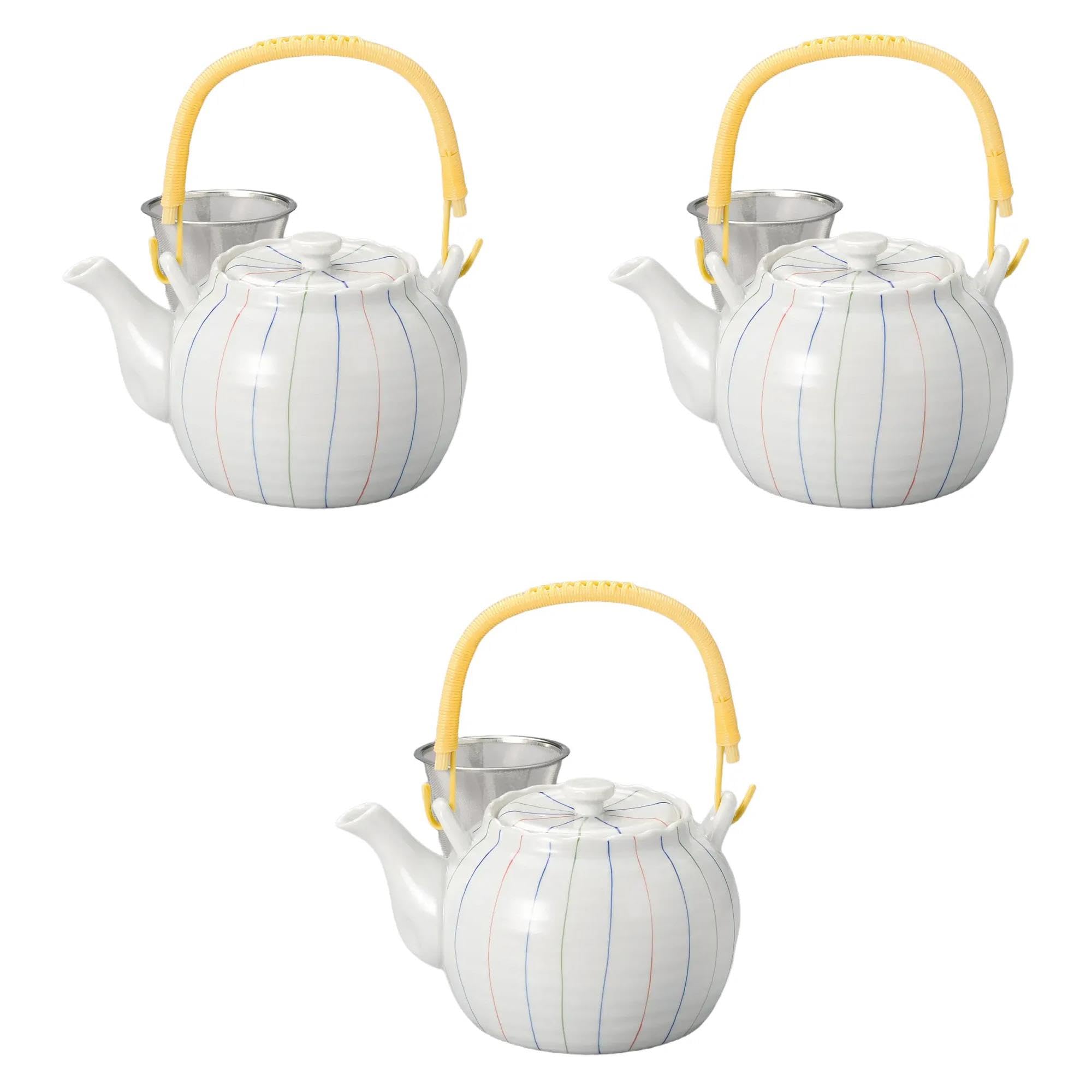

Set of 3 Line 6 Earthenware Teapots x x 12 cm 1070 Earthenware Teapots Made in China Setomonohonpo Three-color No. [19.5 14.5 cc]