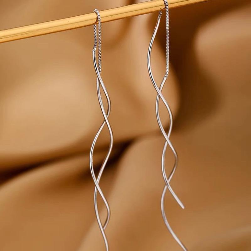 Orecchini Minimalisti Lunghi con Frange Ondulate Nuovi Orecchini Pendenti alla Moda da Donna Gioielli di Alta Gamma Accessori Minimalisti Regali