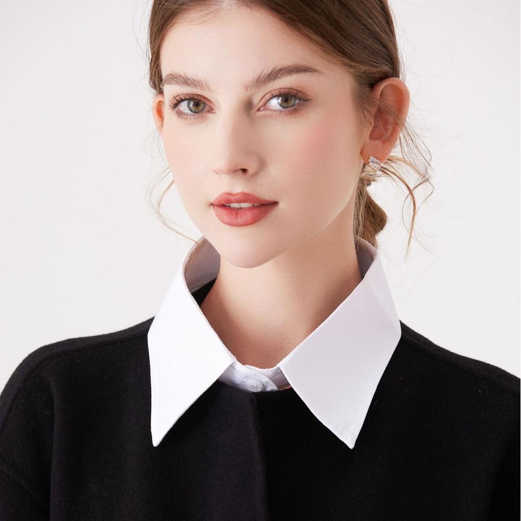White Lapel Shirt Fake Collar Half Shirt Blouse for Women Men Shirt Detachable Solid Color Collar Sweater Fuax Cols