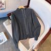 Stand Collar Long Sleeve Wool Knit Zipper Cardigan - Women's Thickened Winter 2026 High-End Top