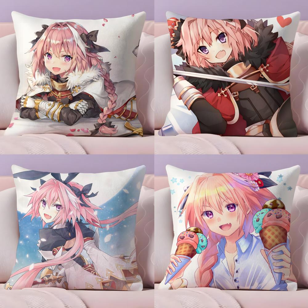F-Fate A-Apocrypha Astolfo Anime Pillow Case Plush Fabric Soft Double-Sided Printed Sofa Warm Winter Home Gift Cushion Cover