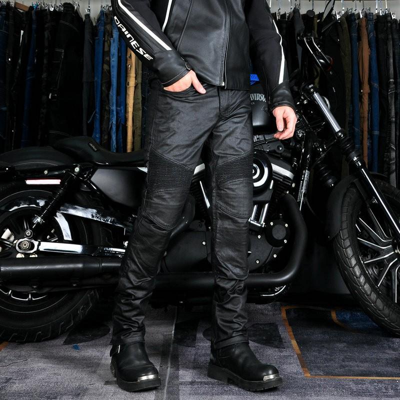 Motorcycle Riding Pants Men Women All-Season Waterproof Coated Denim Style Protective Trousers With Extended Armor