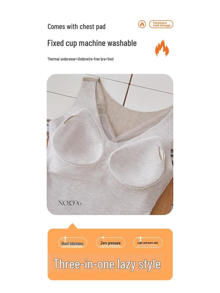 Women's Warm Wool Silk V-Neck Mesh Vest with Fleece & Bra Pads