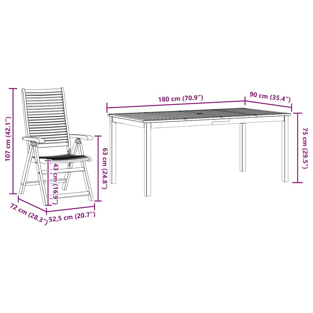 Garden Dining Set 7 pcs Brown Solid Acacia Wood