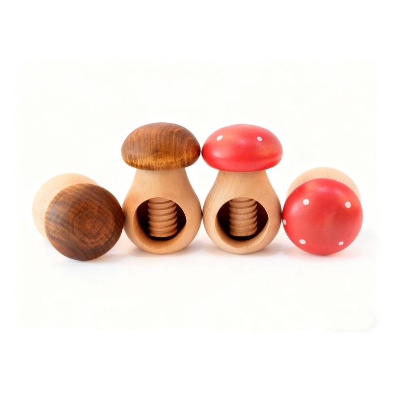 Multifunctional Wooden Walnuts Cracker Mushroom Designs Nut Sheller For Family Kitchen Use Home Essential