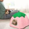 Strawberry Hamster House Guinea Pig Hideout Small Animal Bed Dwarf Rabbit Chinchilla Hedgehog Ferret Hideaway Hide Hut Cage Accessories for Autumn