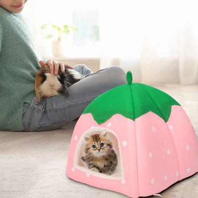 Strawberry Hamster House Guinea Pig Hideout Small Animal Bed Dwarf Rabbit Chinchilla Hedgehog Ferret Hideaway Hide Hut Cage Accessories for Autumn