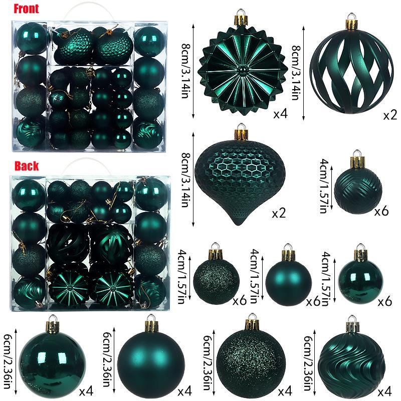 Xiyin 48-Piece Irregular Christmas Balls Set (4, 6, 8 cm) - Boxed Holiday Ornaments