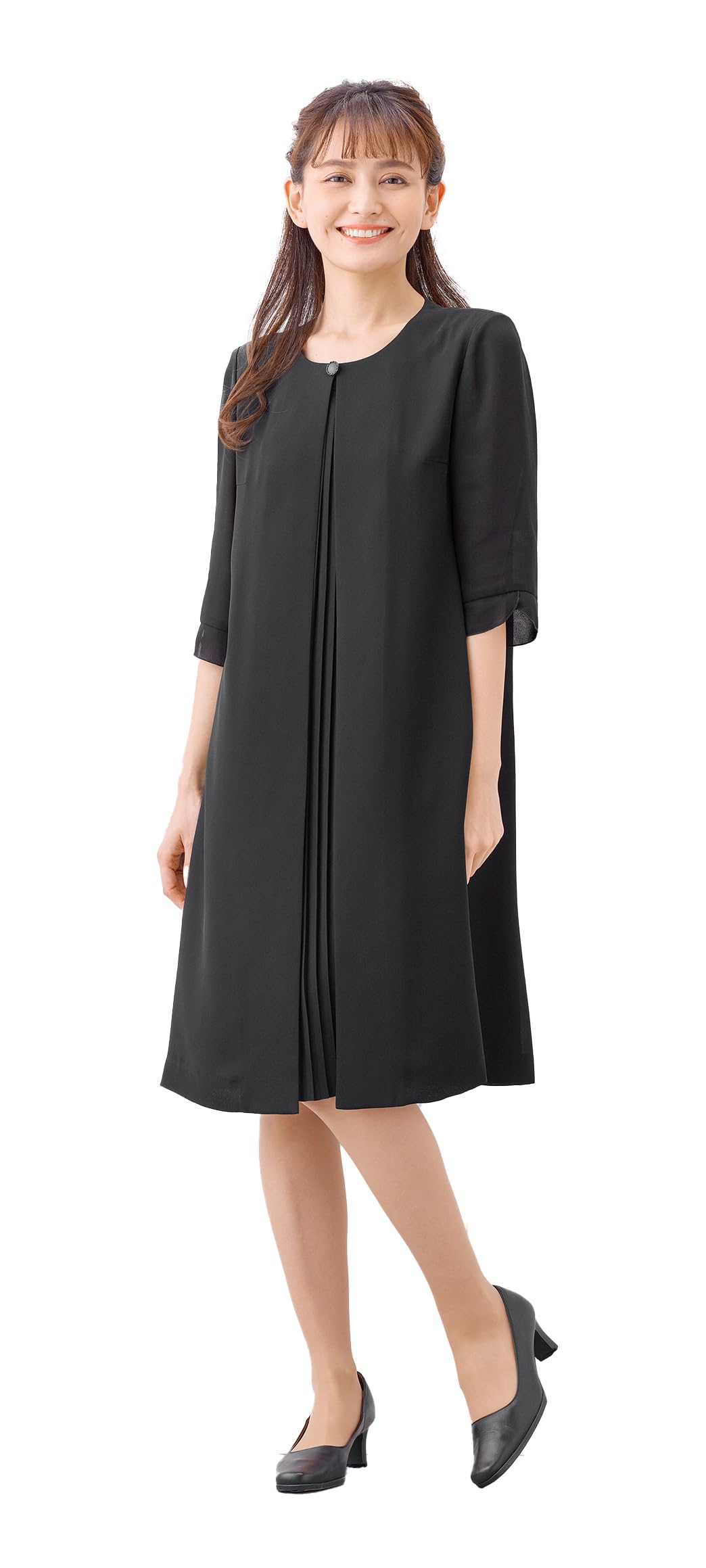 

Summer summer front black formal mourning formal [Margaret Gold] dress, material, opening, women s, wear, wear, wear, weddings, funerals, m310-3L чёрный